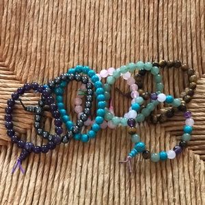 7 Gemstone stretch bracelets